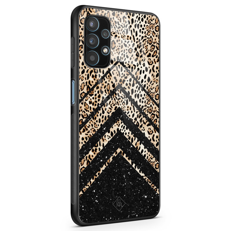 Casimoda Samsung Galaxy A32 4G glazen hardcase - Chevron luipaard