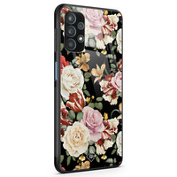 Casimoda Samsung Galaxy A32 4G glazen hardcase - Flowerpower