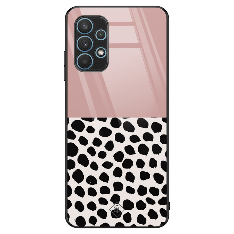 Casimoda Samsung Galaxy A32 4G glazen hardcase - Pink dots