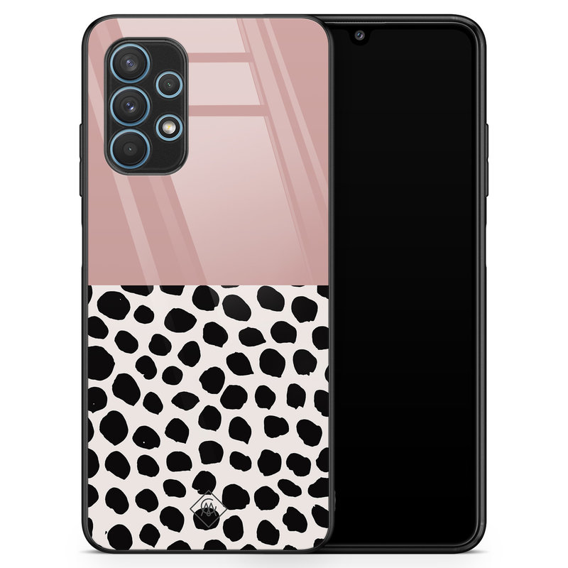 Casimoda Samsung Galaxy A32 4G glazen hardcase - Pink dots