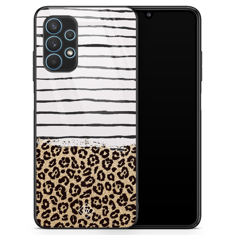 Casimoda Samsung Galaxy A32 4G glazen hardcase - Leopard lines