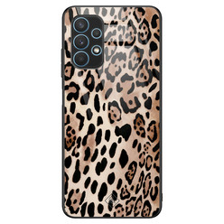 Casimoda Samsung Galaxy A32 5G glazen hardcase - Golden wildcat