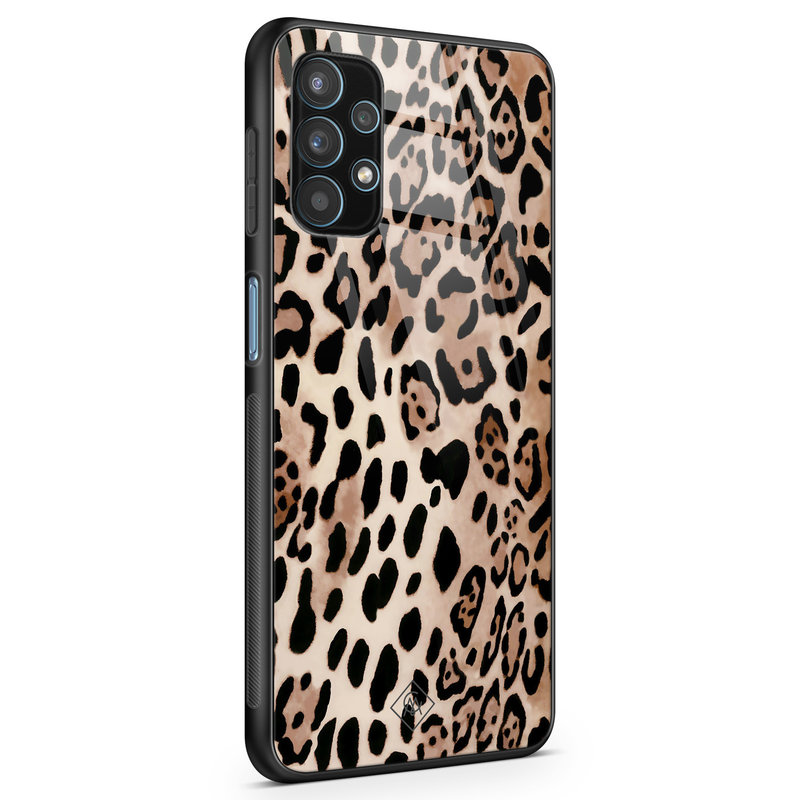 Casimoda Samsung Galaxy A32 5G glazen hardcase - Golden wildcat