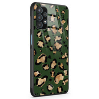 Casimoda Samsung Galaxy A32 5G glazen hardcase - Luipaard groen