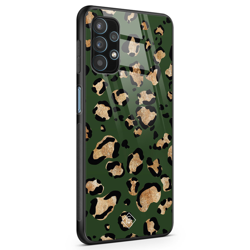 Casimoda Samsung Galaxy A32 5G glazen hardcase - Luipaard groen