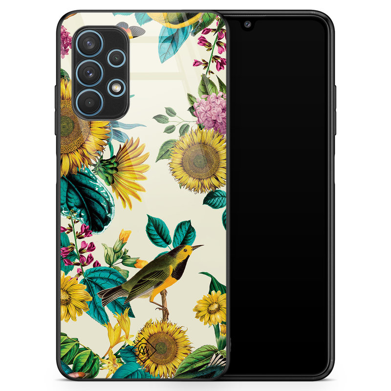 Casimoda Samsung Galaxy A32 5G glazen hardcase - Sunflowers