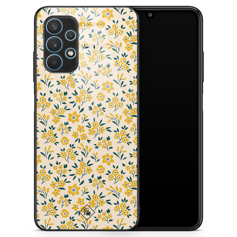 Casimoda Samsung Galaxy A32 5G glazen hardcase - Yellow garden