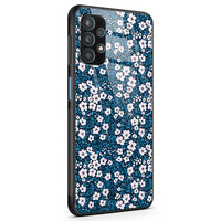 Casimoda Samsung Galaxy A32 5G glazen hardcase - Bloemen blauw