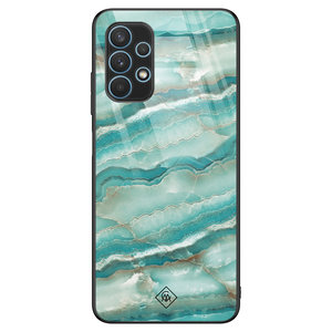 Casimoda Samsung Galaxy A32 5G glazen hardcase - Marmer azuurblauw