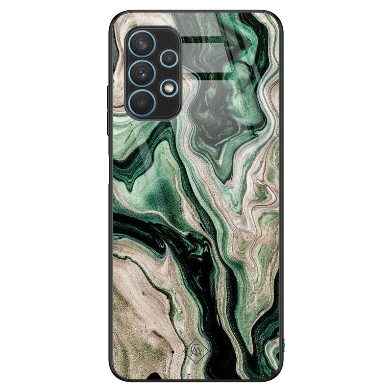 Casimoda Samsung Galaxy A32 5G glazen hardcase - Green waves