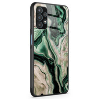 Casimoda Samsung Galaxy A32 5G glazen hardcase - Green waves