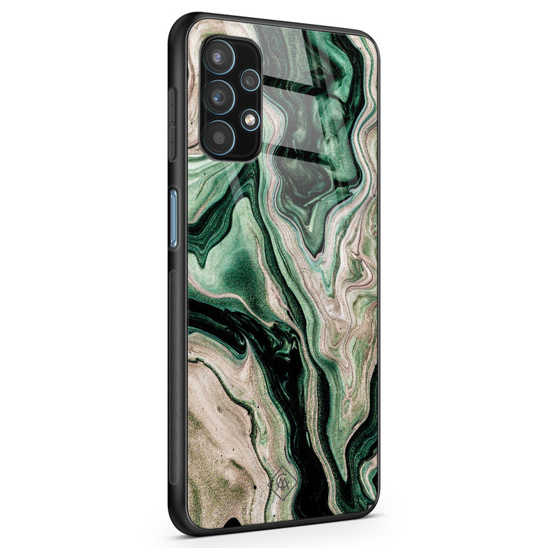 Casimoda Samsung Galaxy A32 5G glazen hardcase - Green waves