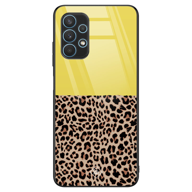 Casimoda Samsung Galaxy A32 5G glazen hardcase - Luipaard geel