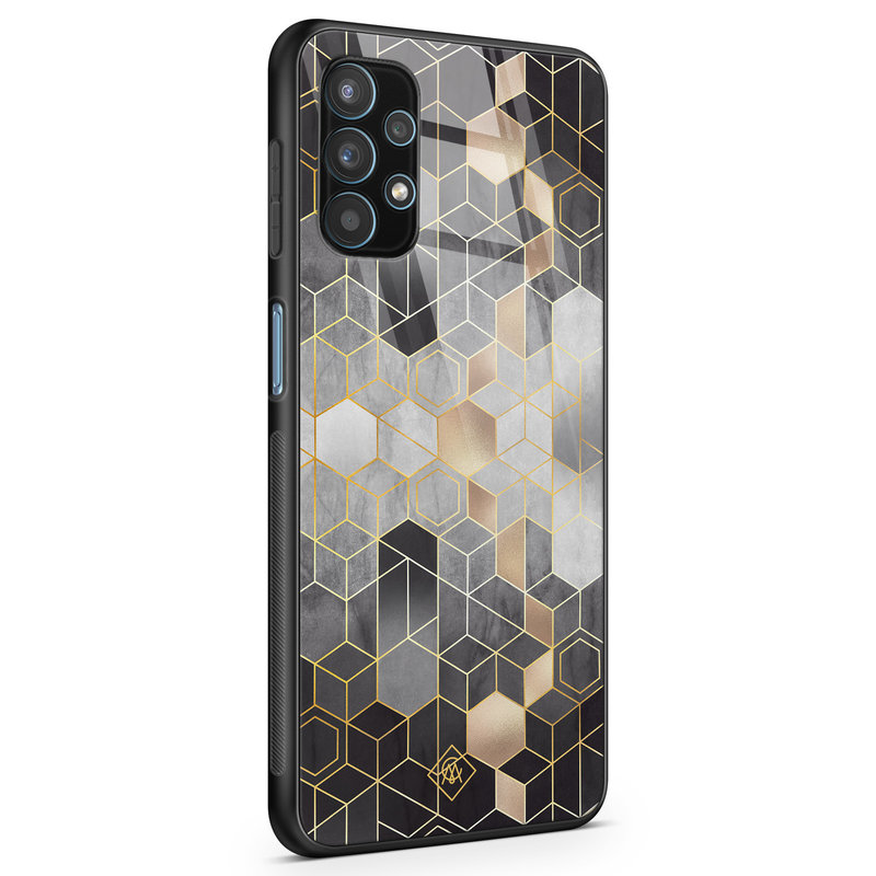 Casimoda Samsung Galaxy A32 5G glazen hardcase - Grey cubes