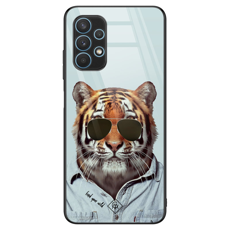 Casimoda Samsung Galaxy A32 5G glazen hardcase - Tijger wild