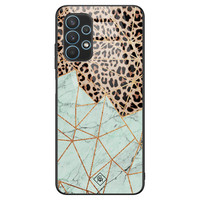 Casimoda Samsung Galaxy A32 5G glazen hardcase - Luipaard marmer mint