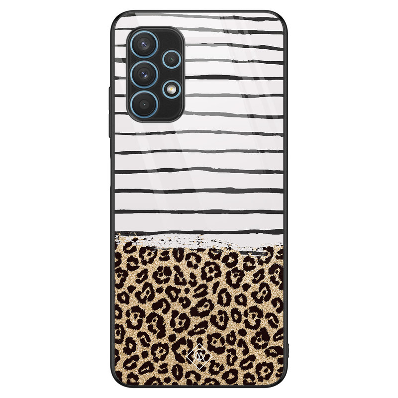 Casimoda Samsung Galaxy A32 5G glazen hardcase - Leopard lines