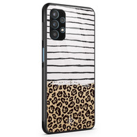 Casimoda Samsung Galaxy A32 5G glazen hardcase - Leopard lines