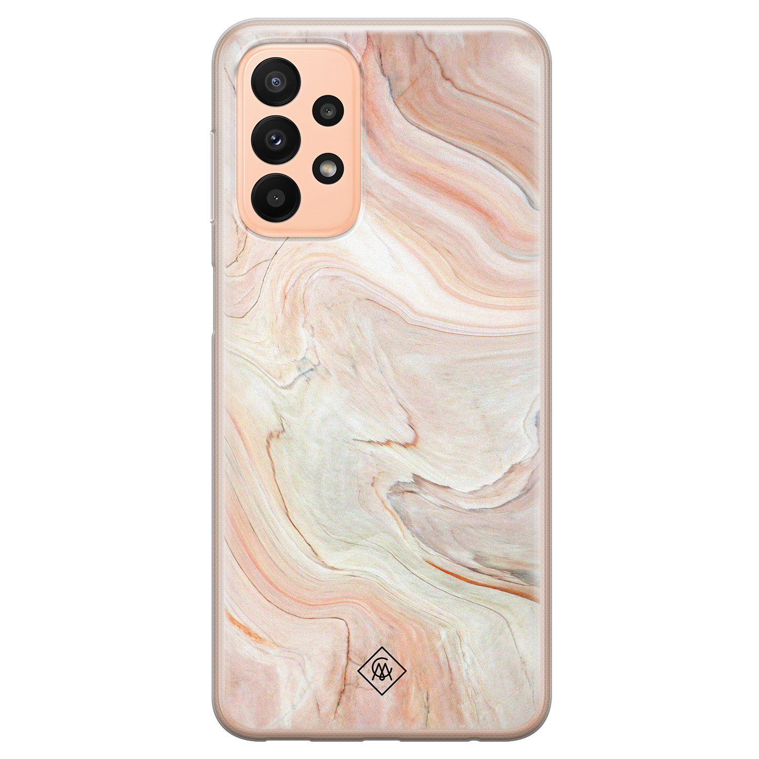 Samsung A23 hoesje siliconen - Marmer waves | Samsung Galaxy A23 case | Bruin/beige | TPU backcover transparant