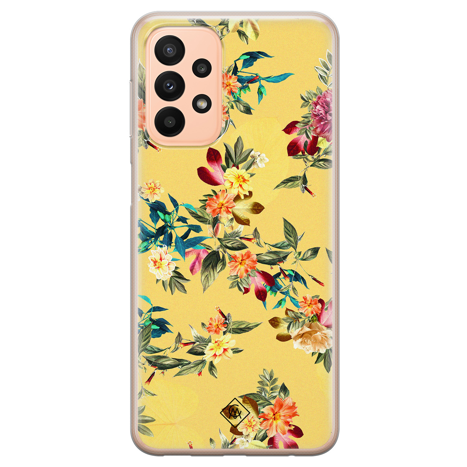 Samsung A23 hoesje siliconen - Floral days | Samsung Galaxy A23 case | geel | TPU backcover transparant