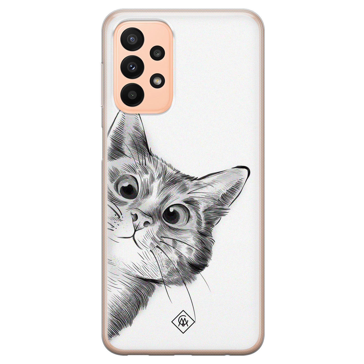 Samsung A23 hoesje siliconen - Peekaboo | Samsung Galaxy A23 case | wit | TPU backcover transparant