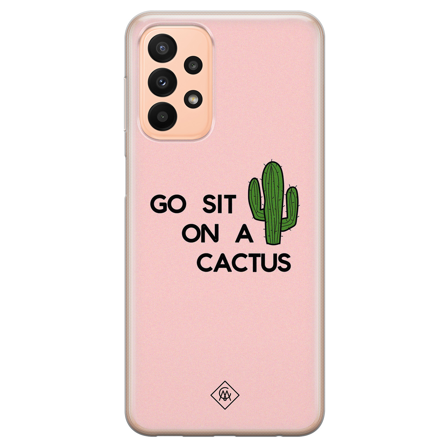 Samsung A23 hoesje siliconen - Go sit on a cactus | Samsung Galaxy A23 case | Roze | TPU backcover transparant