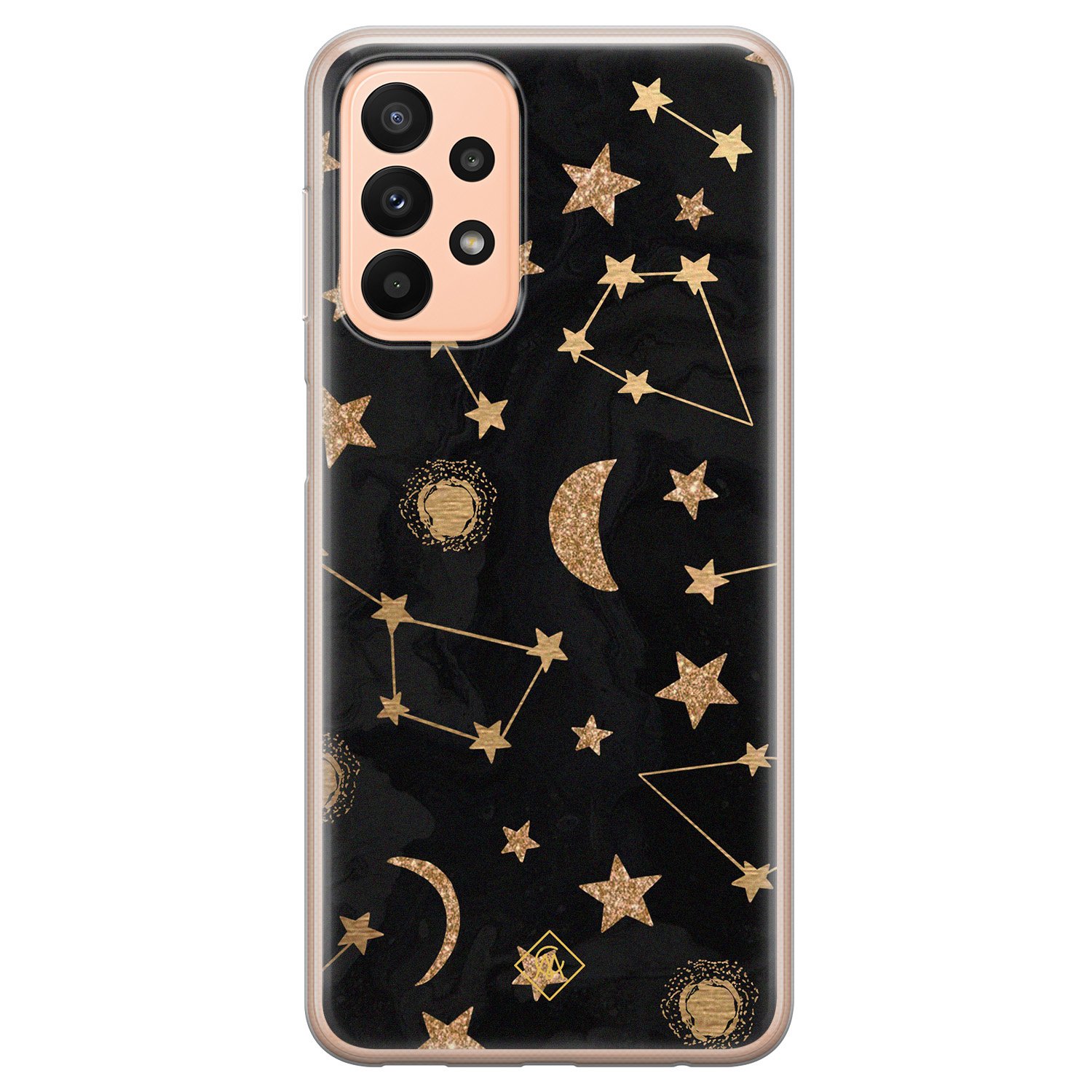 Samsung A23 hoesje siliconen - Counting the stars | Samsung Galaxy A23 case | zwart | TPU backcover transparant