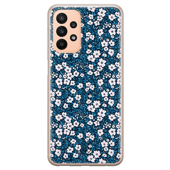 Casimoda Samsung Galaxy A23 siliconen hoesje - Bloemen blauw