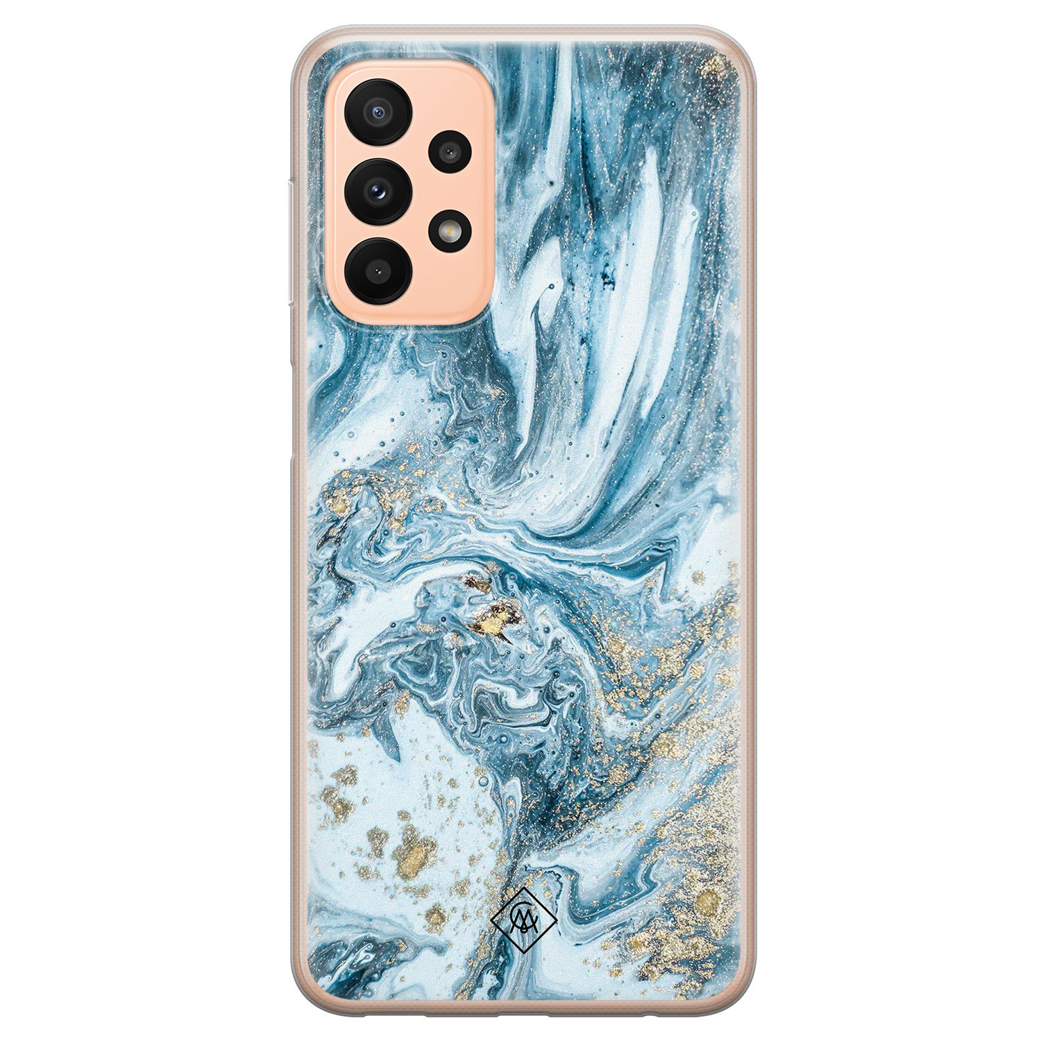Samsung A23 hoesje siliconen - Marble sea | Samsung Galaxy A23 case | blauw | TPU backcover transparant