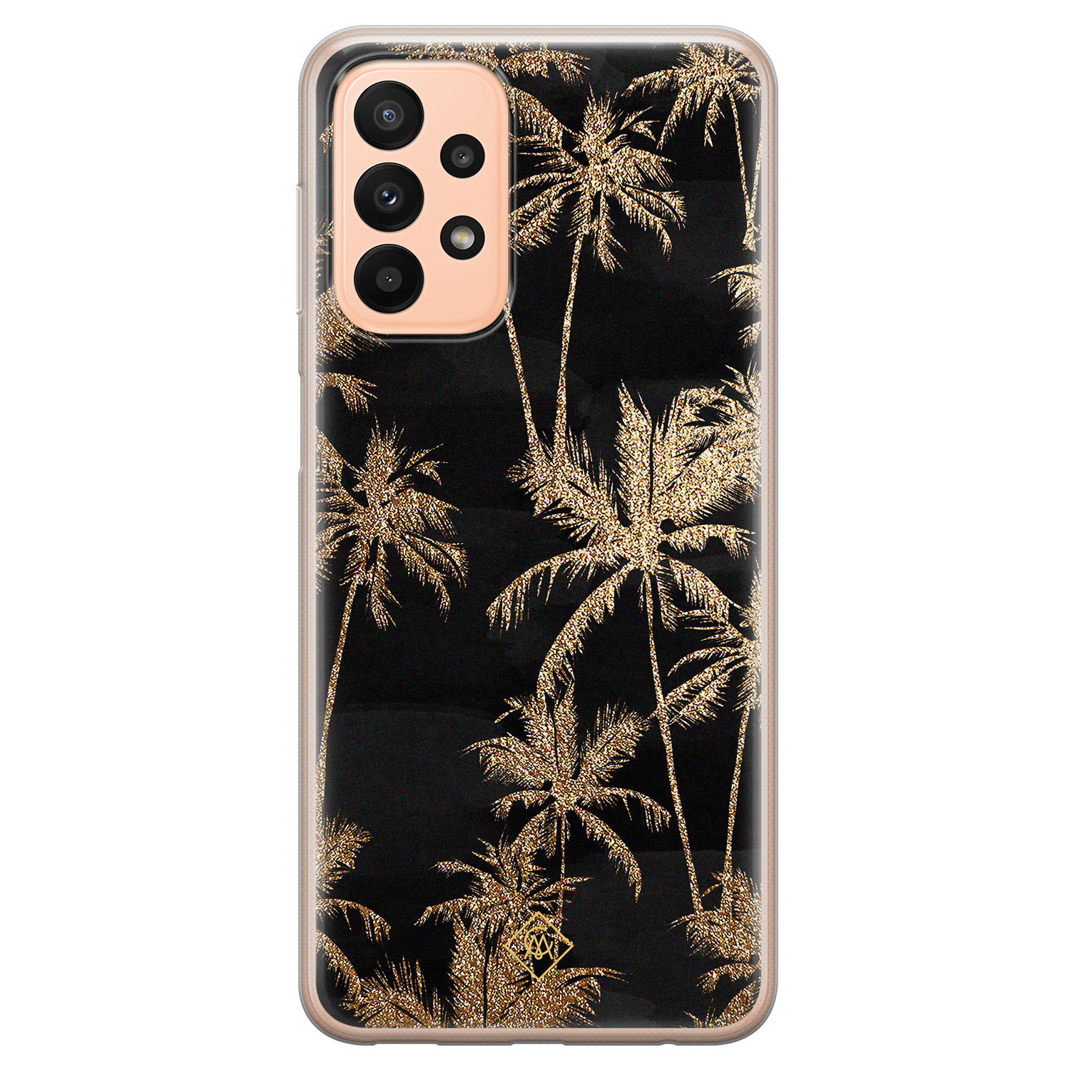 Samsung A23 hoesje siliconen - Palmbomen | Samsung Galaxy A23 case | zwart | TPU backcover transparant