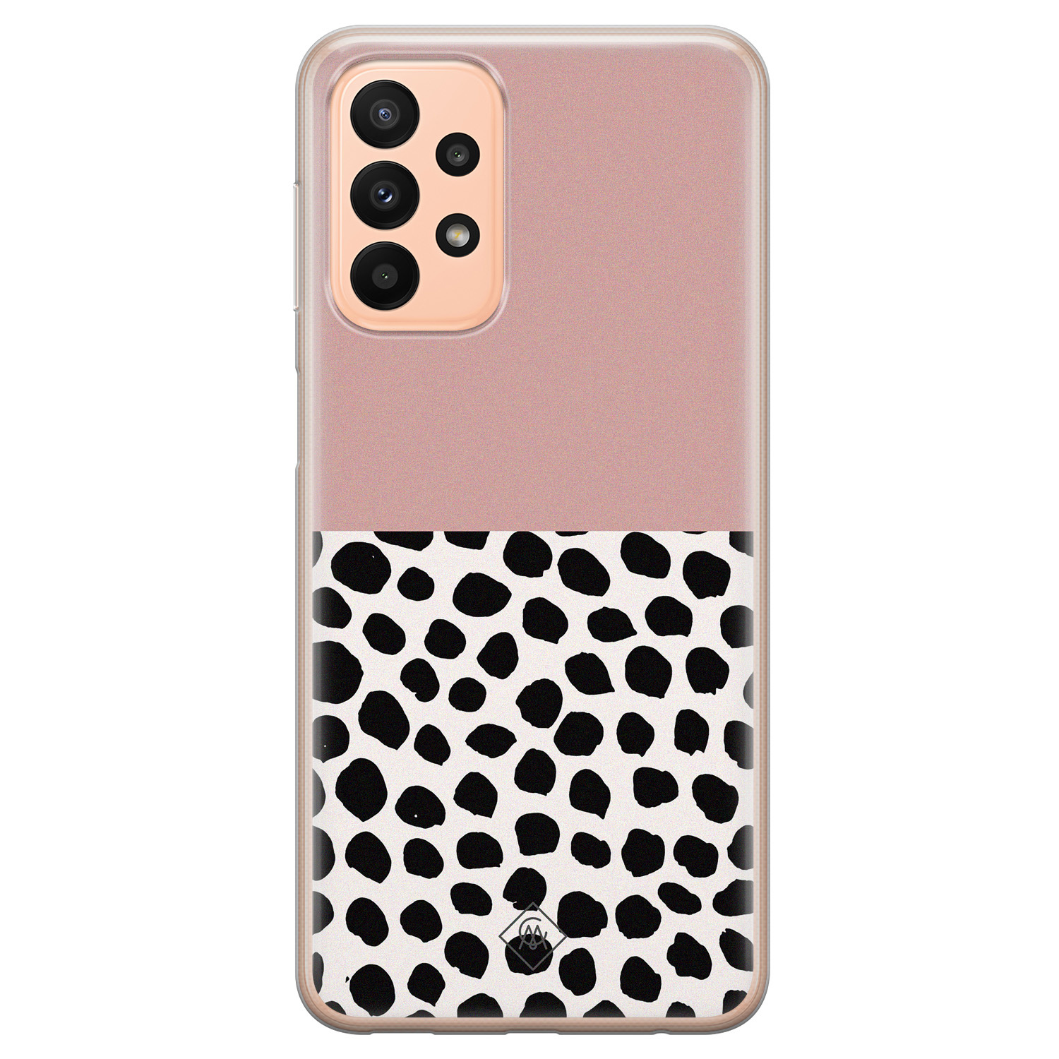 Samsung A23 hoesje siliconen - Stippen roze | Samsung Galaxy A23 case | Roze | TPU backcover transparant
