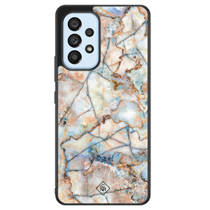 Casimoda Samsung Galaxy A33 hoesje - Marmer bruin blauw