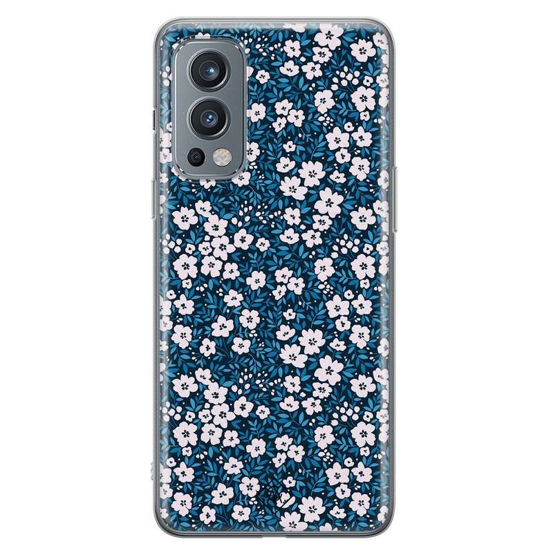 Casimoda OnePlus Nord 2 hoesje siliconen - Bloemen blauw