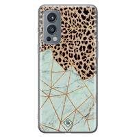 Casimoda OnePlus Nord 2 hoesje siliconen - Luipaard marmer mint