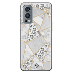 Casimoda OnePlus Nord 2 hoesje siliconen - Stone & leopard print