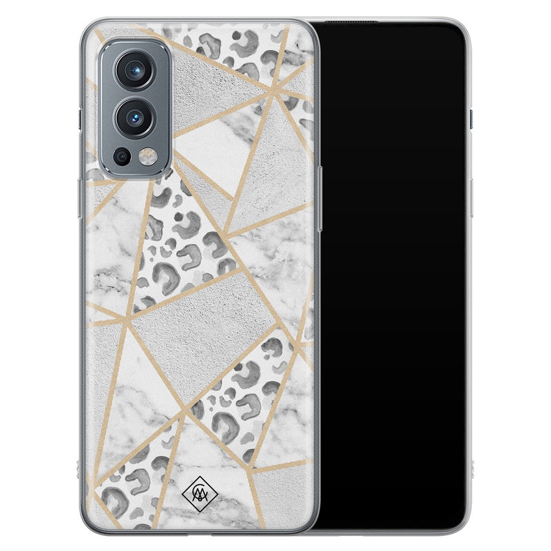 Casimoda OnePlus Nord 2 hoesje siliconen - Stone & leopard print