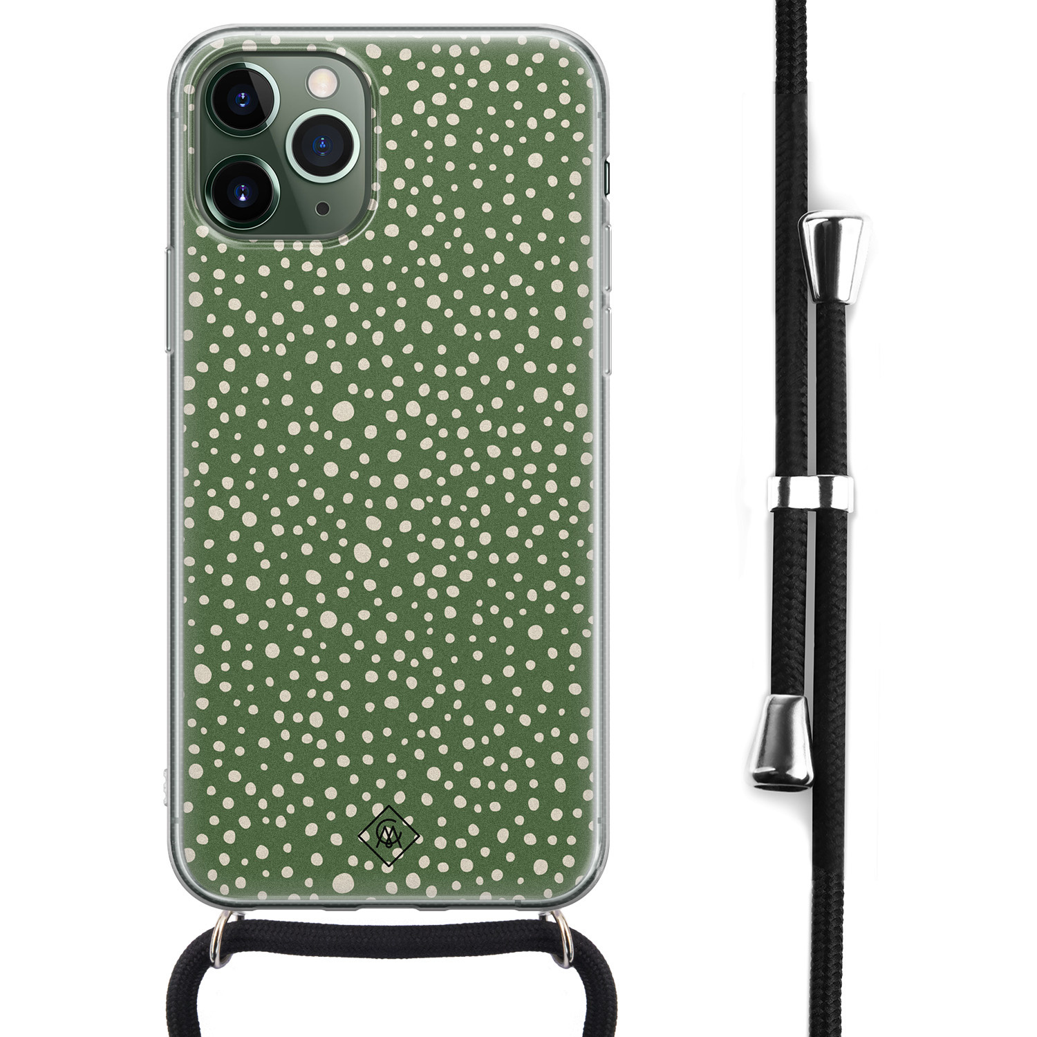 iPhone 11 Pro Max hoesje met koord Crossbody Green dots