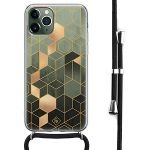 Casimoda iPhone 11 Pro Max hoesje met koord - Crossbody - Kubus groen
