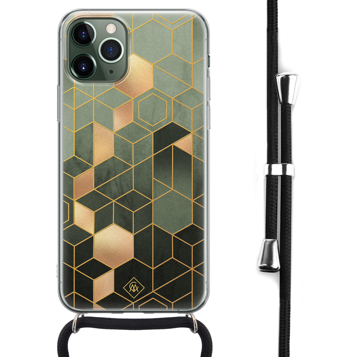 iPhone 11 Pro Max hoesje met koord Crossbody Kubus groen