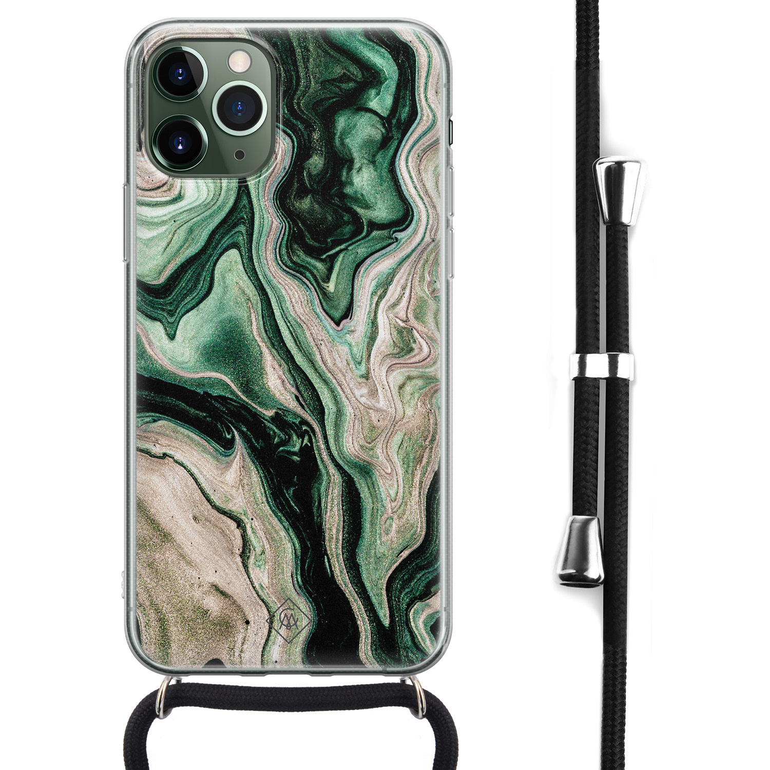 iPhone 11 Pro Max hoesje met koord Crossbody Green waves