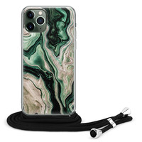 Casimoda iPhone 11 Pro Max hoesje met koord - Crossbody - Green waves