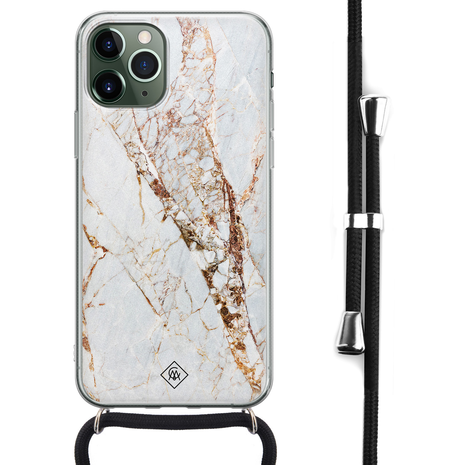 iPhone 11 Pro Max hoesje met koord Crossbody Marmer goud