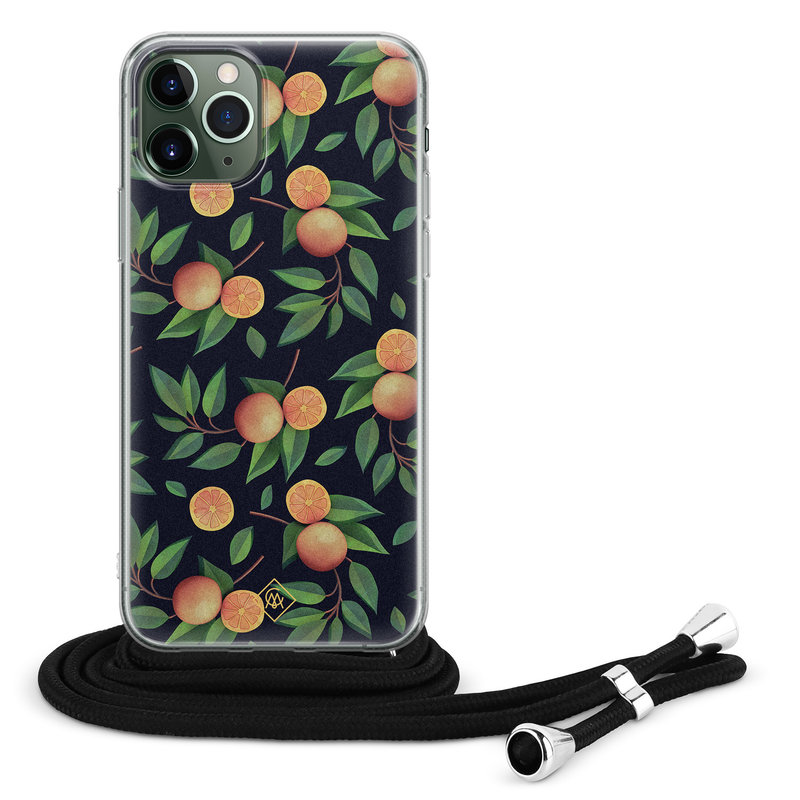 Casimoda iPhone 11 Pro Max hoesje met koord - Crossbody - Orange lemonade