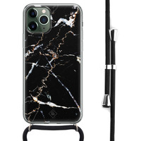 Casimoda iPhone 11 Pro Max hoesje met koord - Crossbody - Marmer zwart