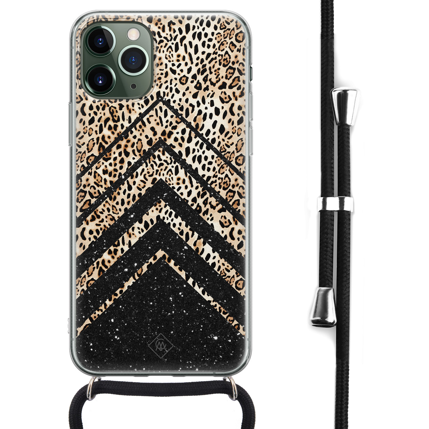 iPhone 11 Pro Max hoesje met koord Crossbody Chevron luipaard