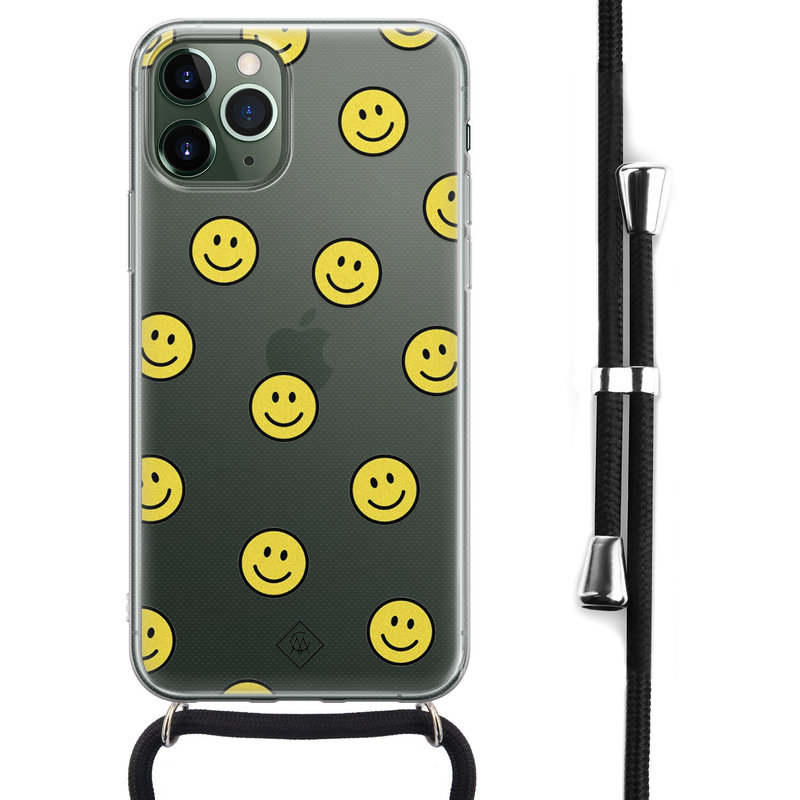 Casimoda iPhone 11 Pro Max hoesje met koord - Crossbody - Smileys