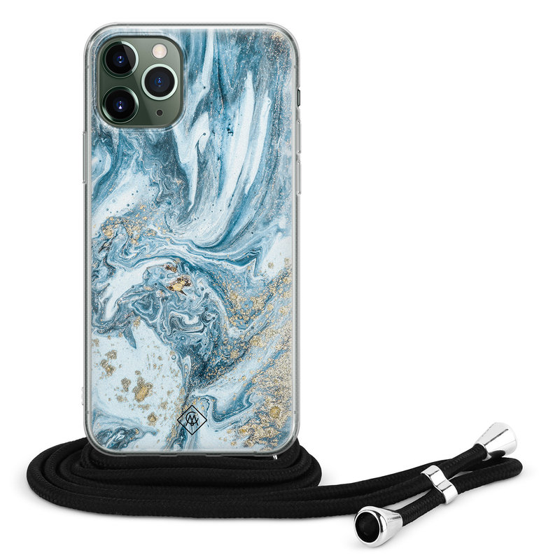 Casimoda iPhone 11 Pro hoesje met koord - Crossbody - Marble Sea