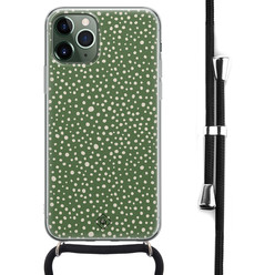 Casimoda iPhone 11 Pro hoesje met koord / Crossbody - Green dots