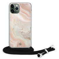 Casimoda iPhone 11 Pro hoesje met koord - Crossbody - Marmer waves