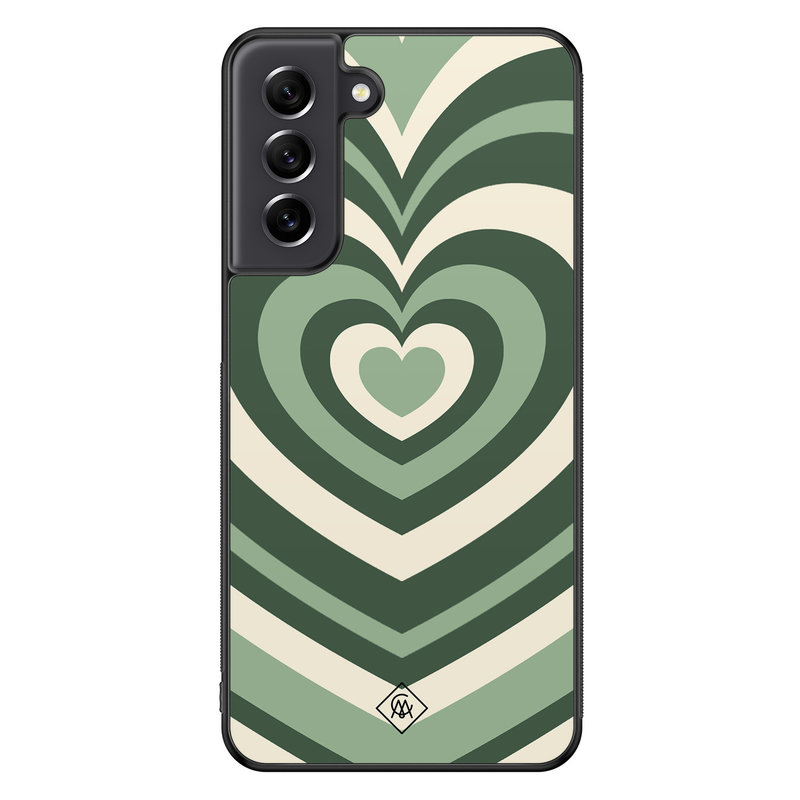 Casimoda Samsung Galaxy S21 FE hoesje - Hart swirl groen